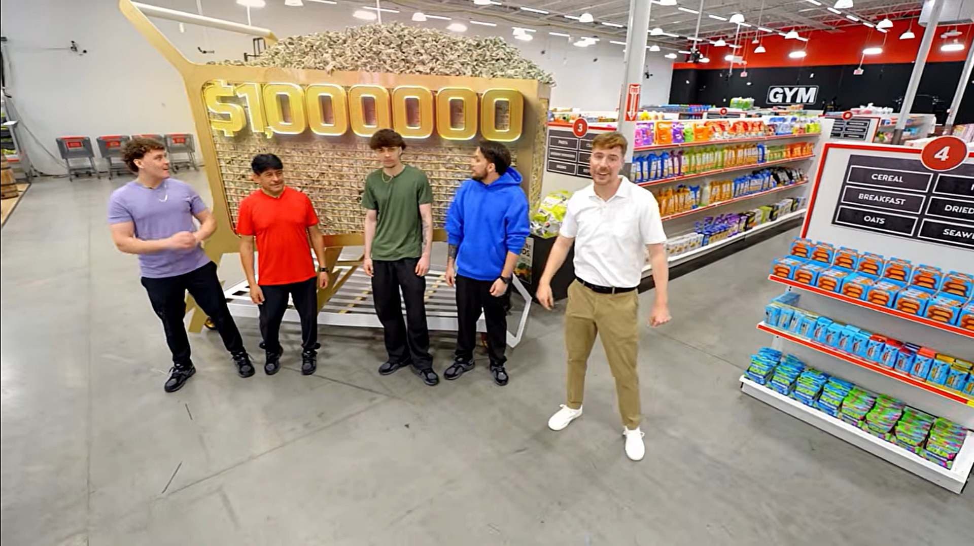 Juan (de naranja) uno de los cuatro ganadores del reto de MrBeast. Foto: Captura de pantalla