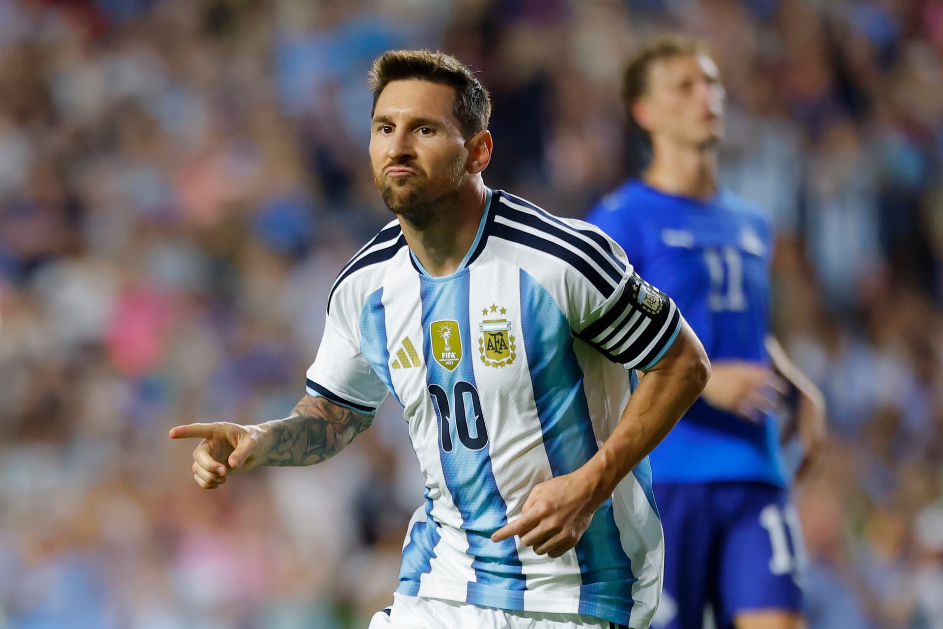 Lionel Messi durante un partido con la selección de Argentina