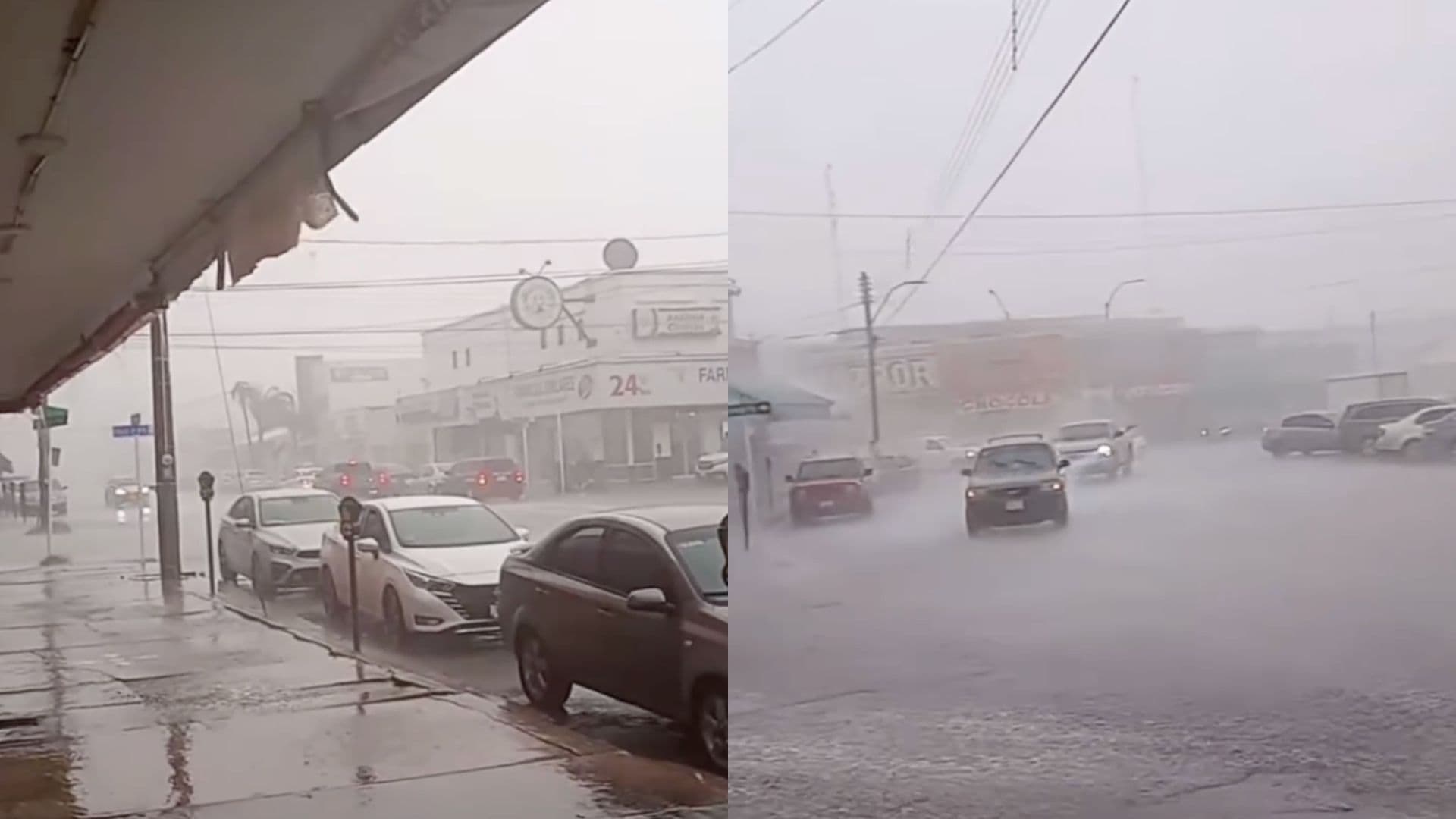 El aguacero impactó con fuerza en los alrededores del Mercado Juárez