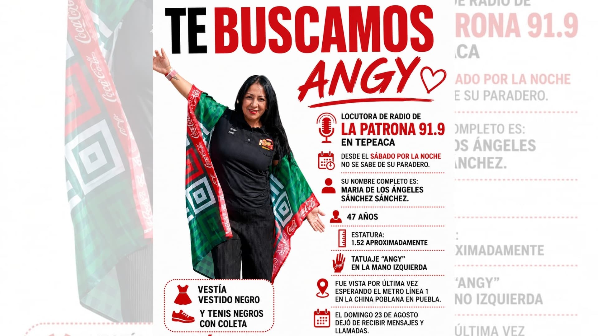 Buscan a 'Angy', locutora de radio desaparecida en Puebla.