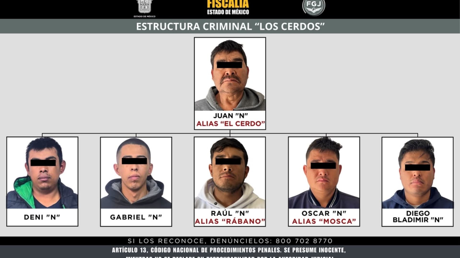 Estructura criminal de "Los Cerdos" en Edomex