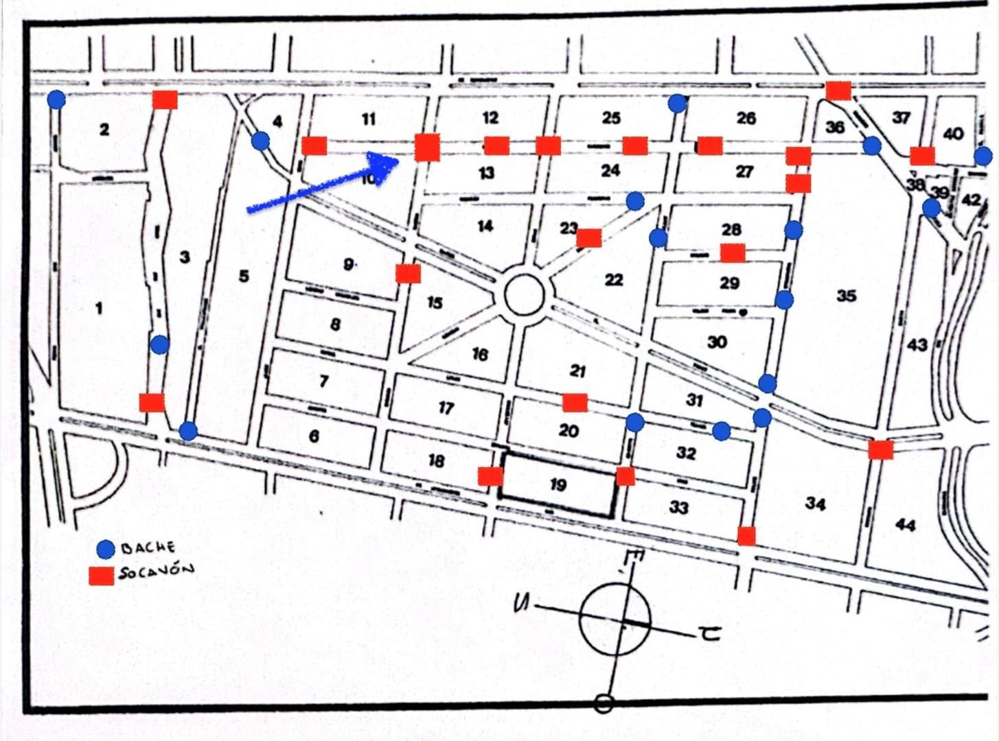 Mapa de los baches y socavones en la colonia Guadalupe Inn.