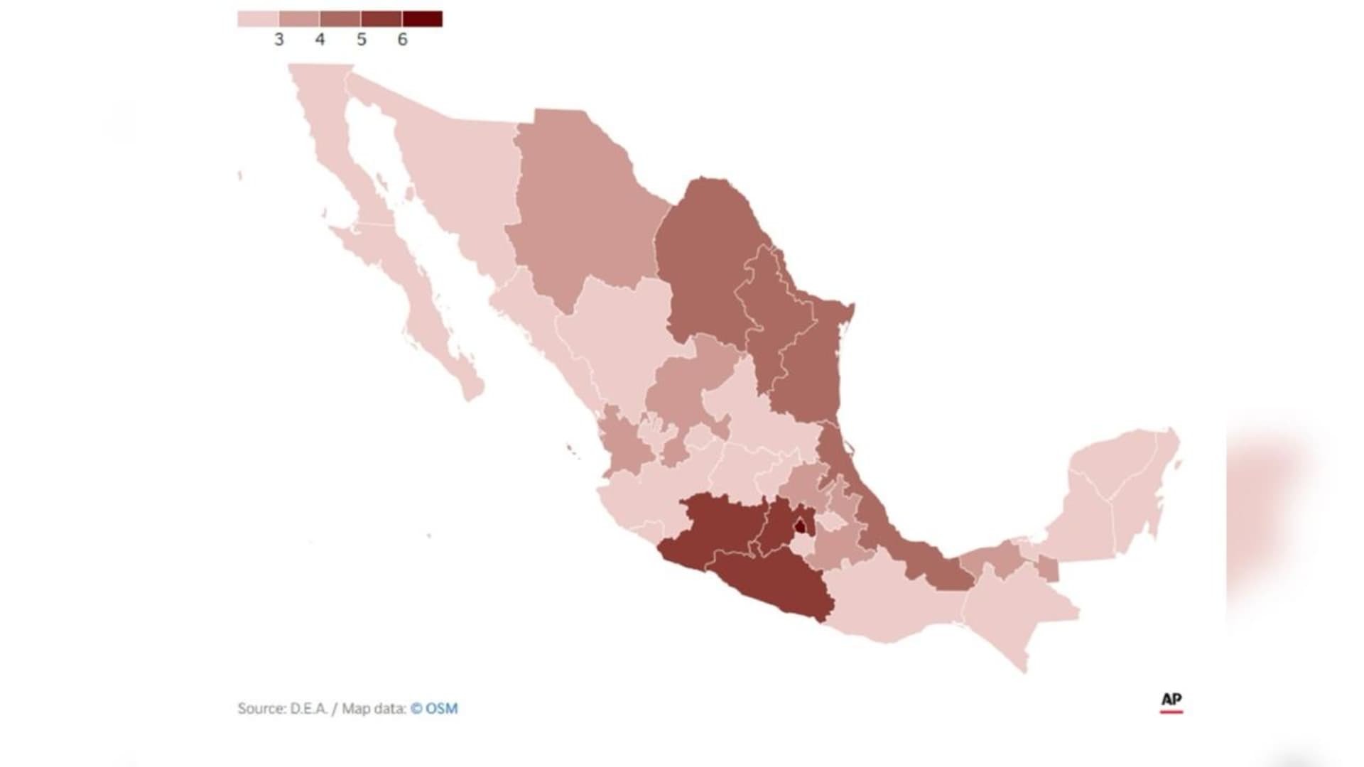 Mapa de presencia de cárteles en México