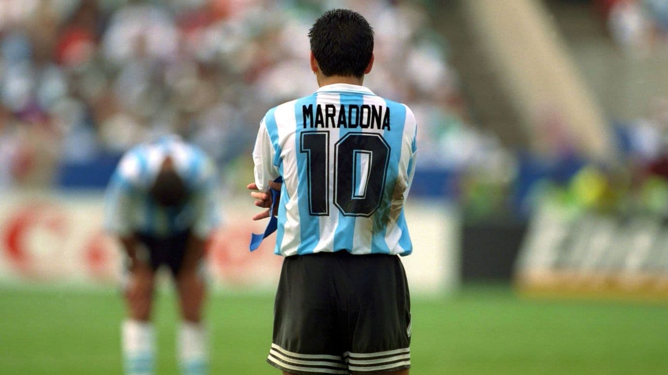 Diego Armando Maradona durante un partido con Argentina en el Mundial de 1994