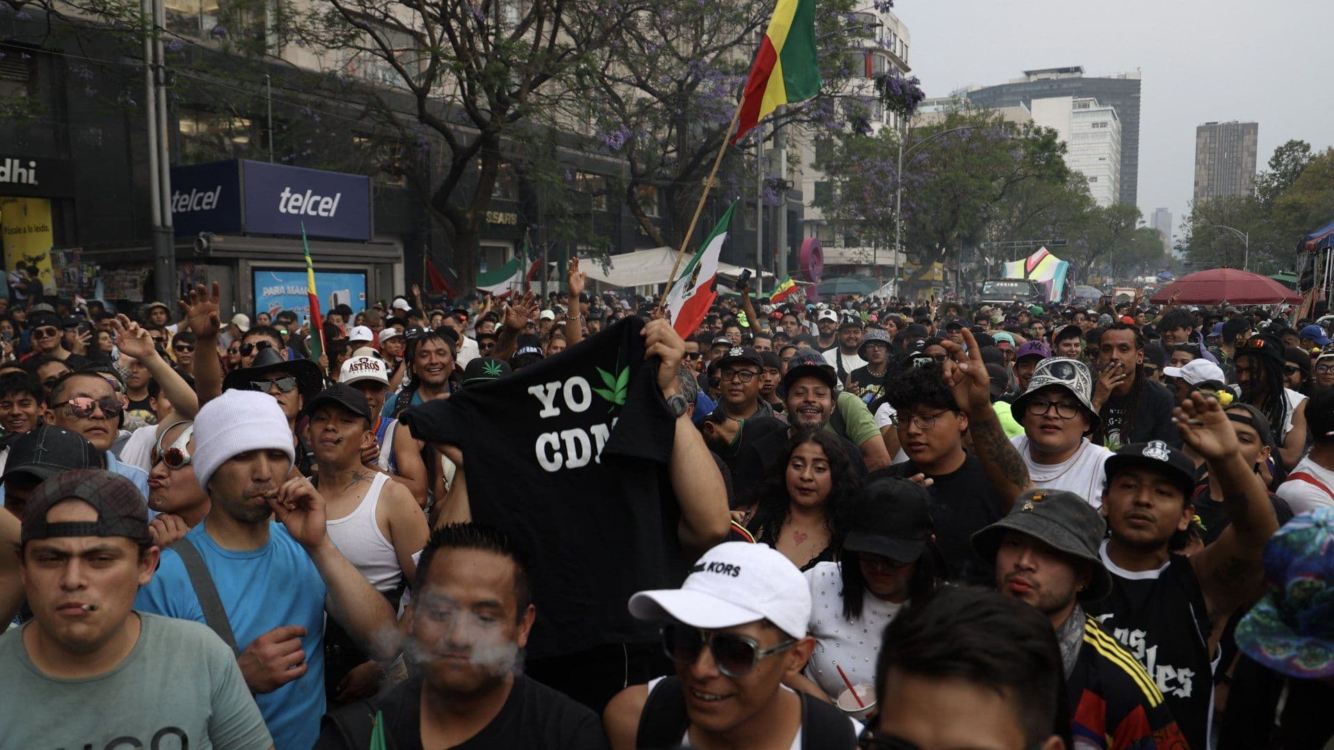 Marcha de consumidores de marihuana en la CDMX en mayo 2026. Foto: Cuartoscuro | Archivo