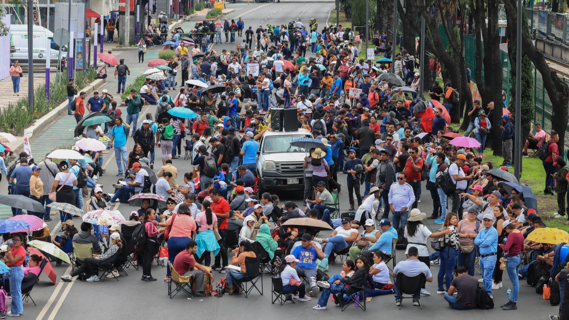 Bloqueo en Calzada de Tlalpan en la Ciudad de México.