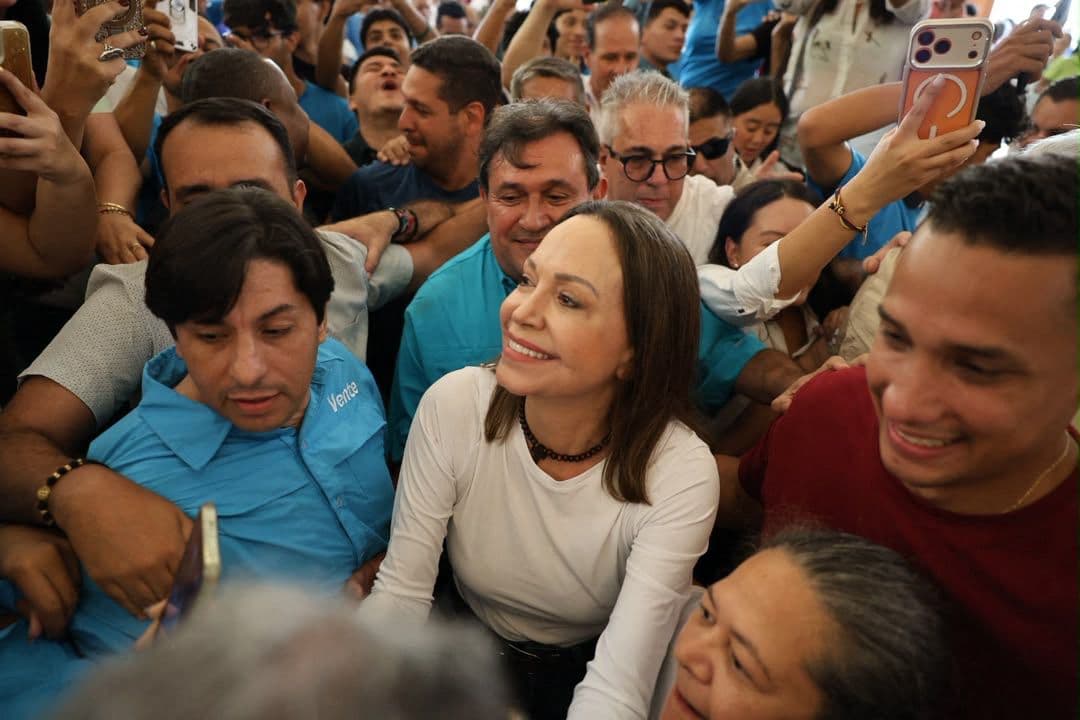 María Corina Machado en su regreso a Venezuela