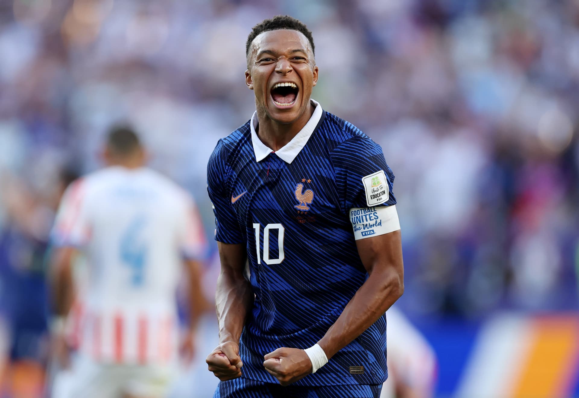 Kylian Mbappé durante un partido con la selección de Francia en el Mundial 2026
