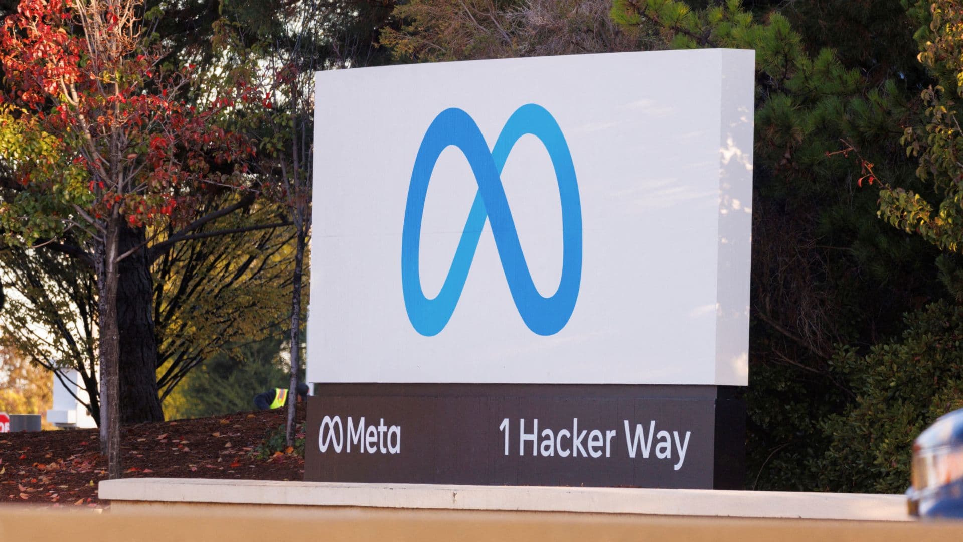 Letrero de Meta, frente a la sede de Meta Platforms Inc. en Mountain View, California.