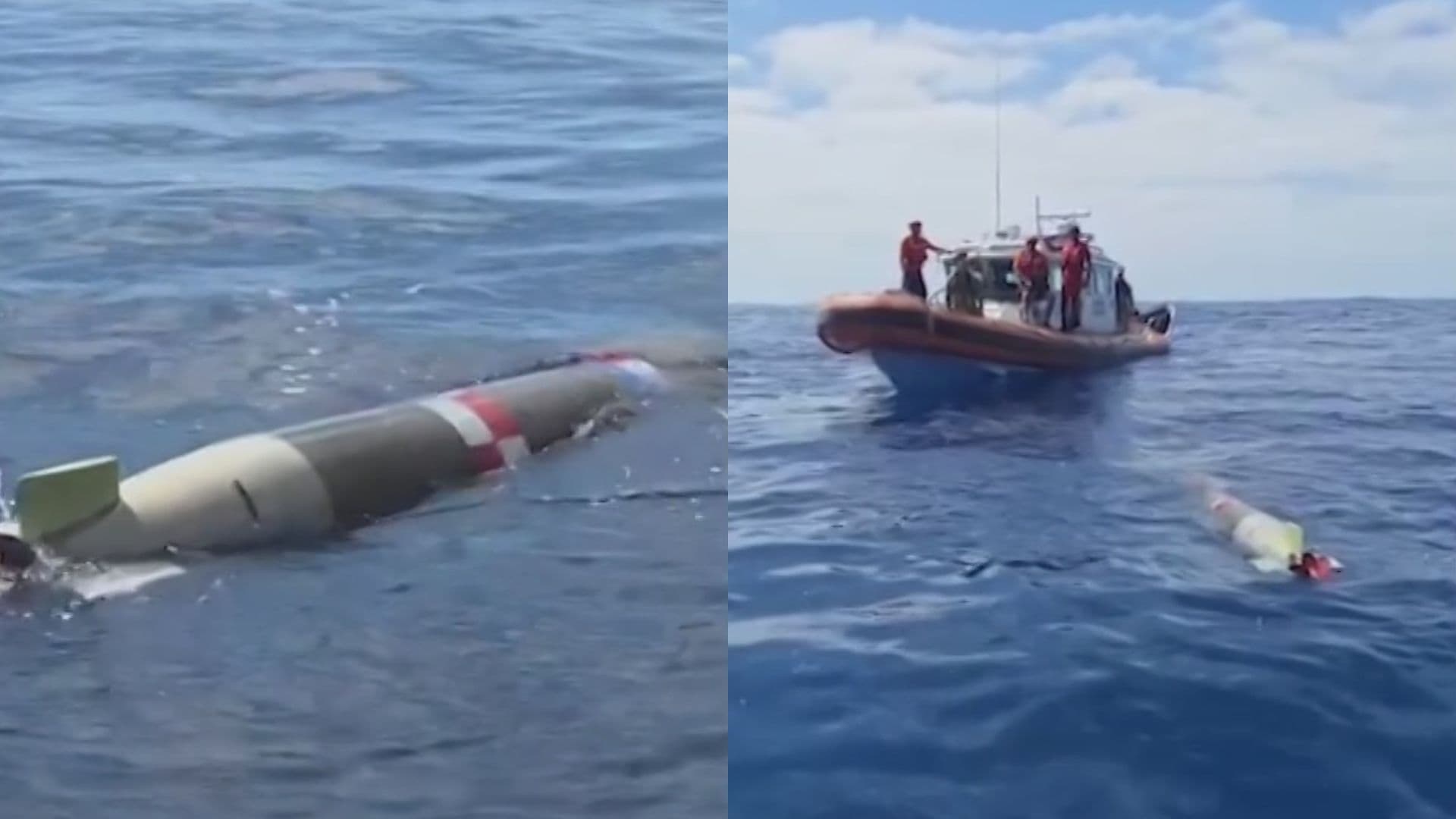 Misil encontrado por pescadores frente a costas de Baja California.