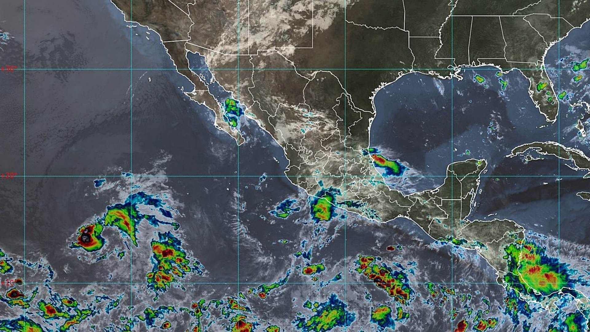 Fenómenos meteorológicos en México el 15 de septiembre de 2026. Imagen de satélite SMN