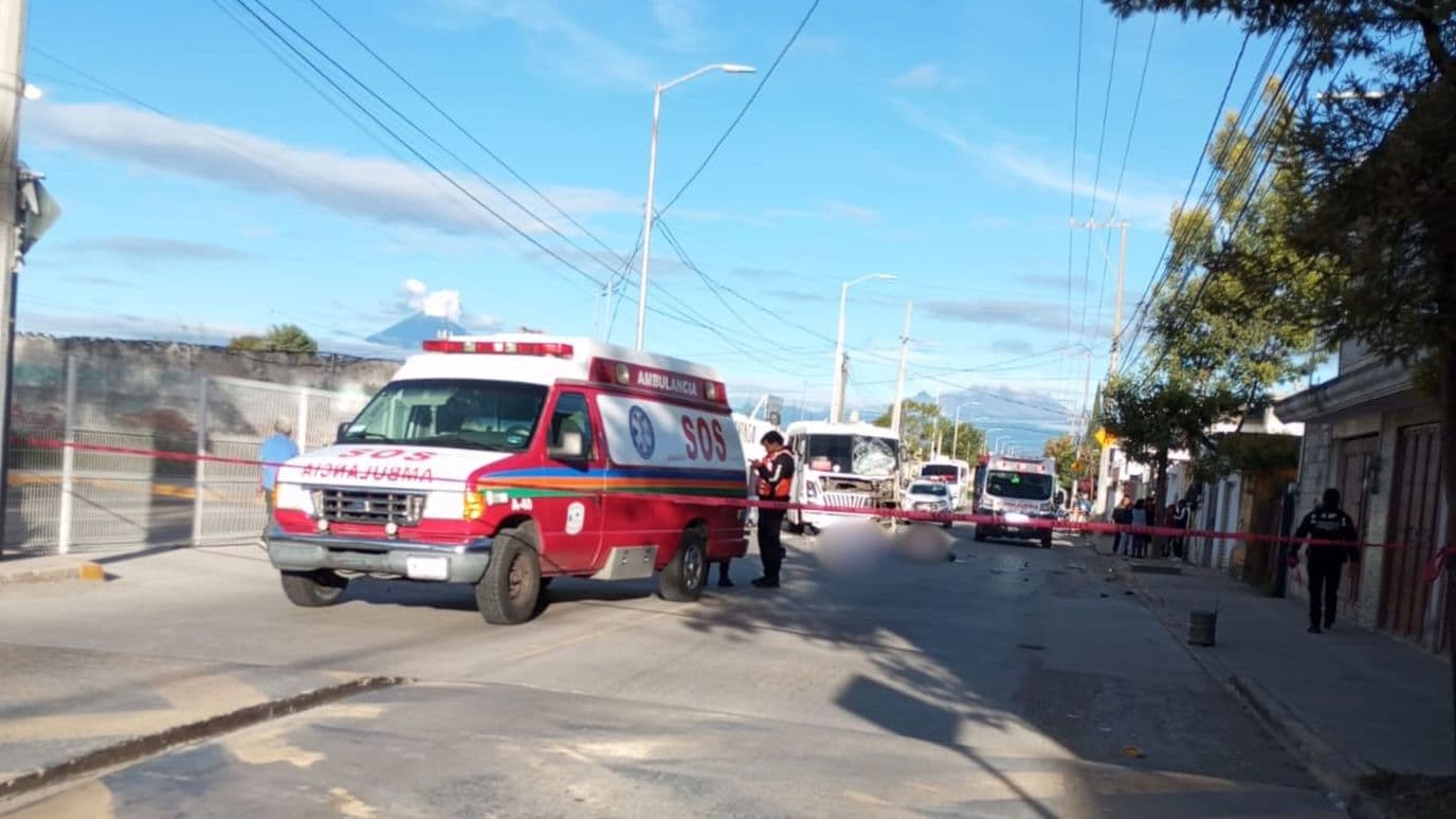 Accidente Motociclista Muerto Choque Transporte Público Colonia San Juan Bautista Puebla