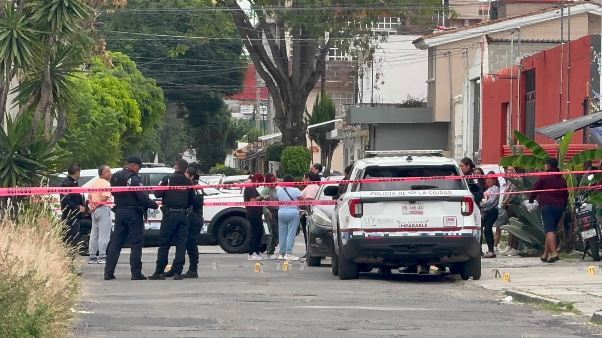 Policía Municipal acordonó la zona del ataque armado en Puebla.