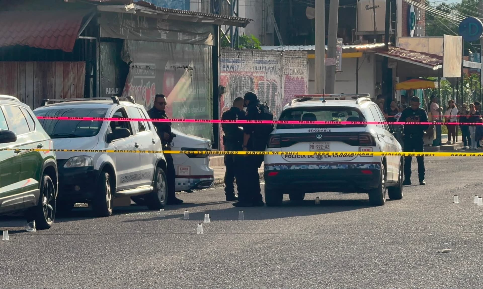 Policía Municipal acordonó la zona del ataque armado.