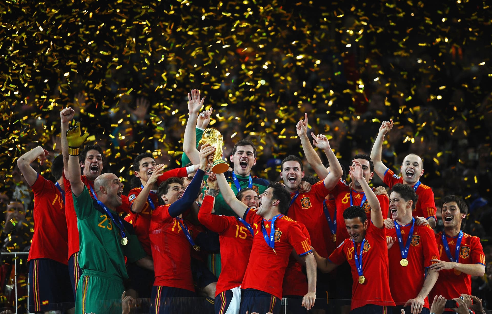 Selección de España en 2010, tras ganar la Copa del Mundo
