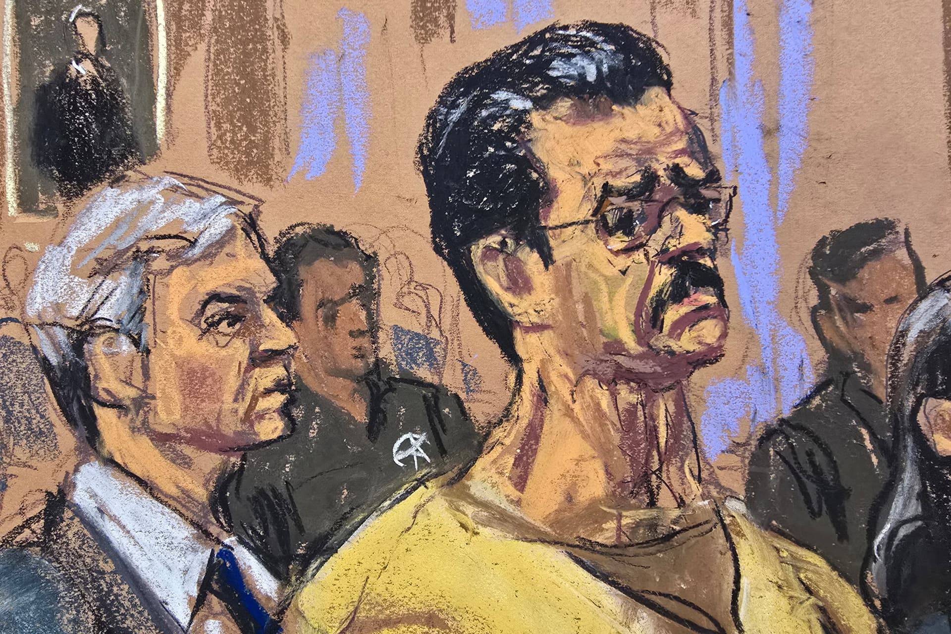 Ilustración de una audiencia de Nicolás Maduro en Estados Unidos