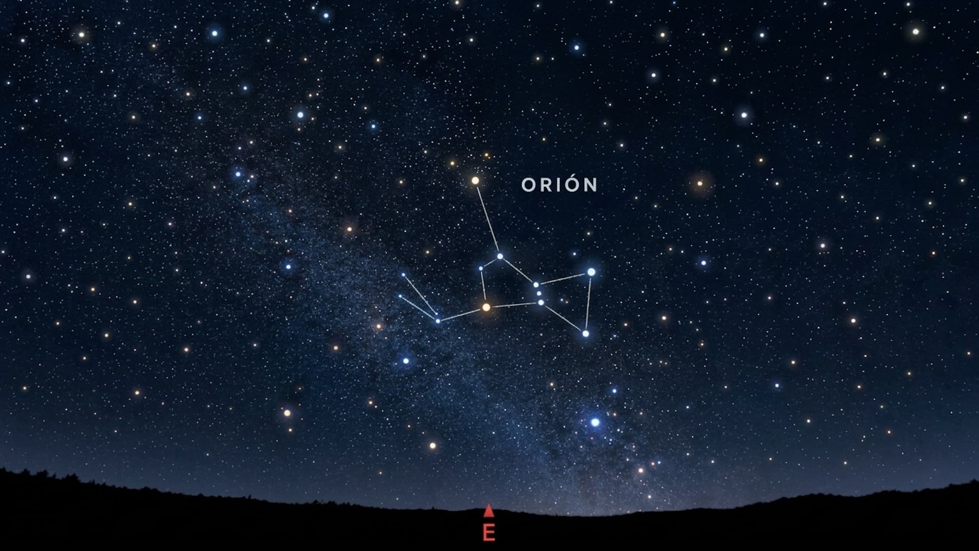 Ilustración de la constelación de Orión en el cielo de México