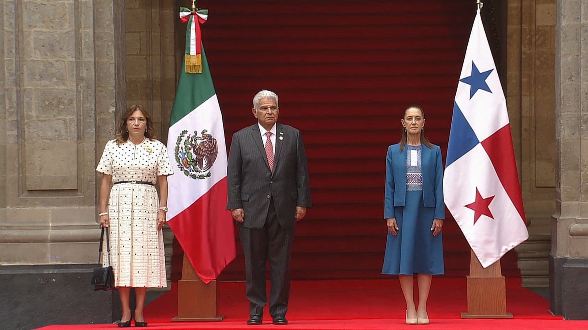 Sheinbaum recibe a su homólogo de Panamá. Foto: Captura de pantalla