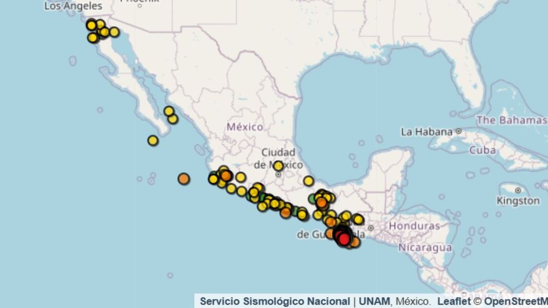 La región sur del país ha tenido alta sismicidad en las últimas horas. Foto: Captura de pantalla SNN