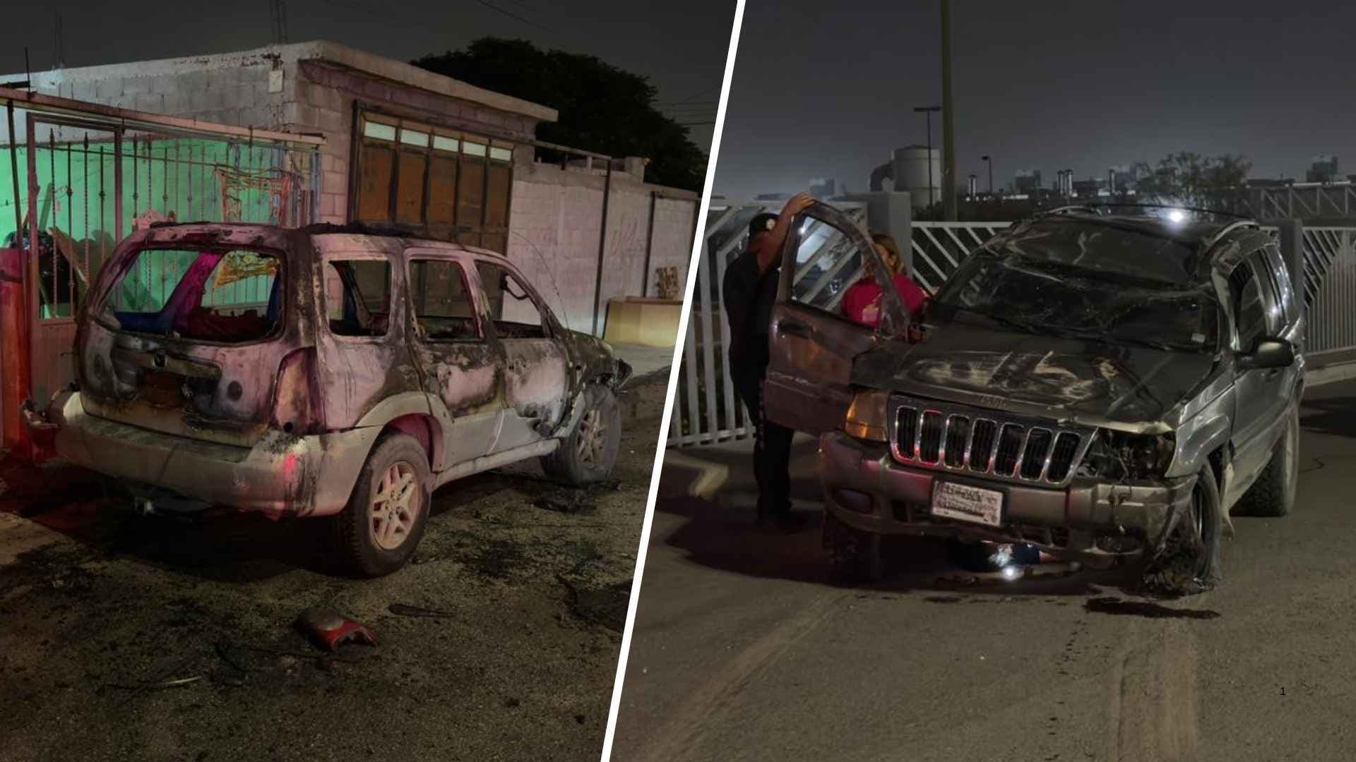 Camioneta se Incendia y Otra Termina Volcada en Distintos Hechos en Ciudad Juárez