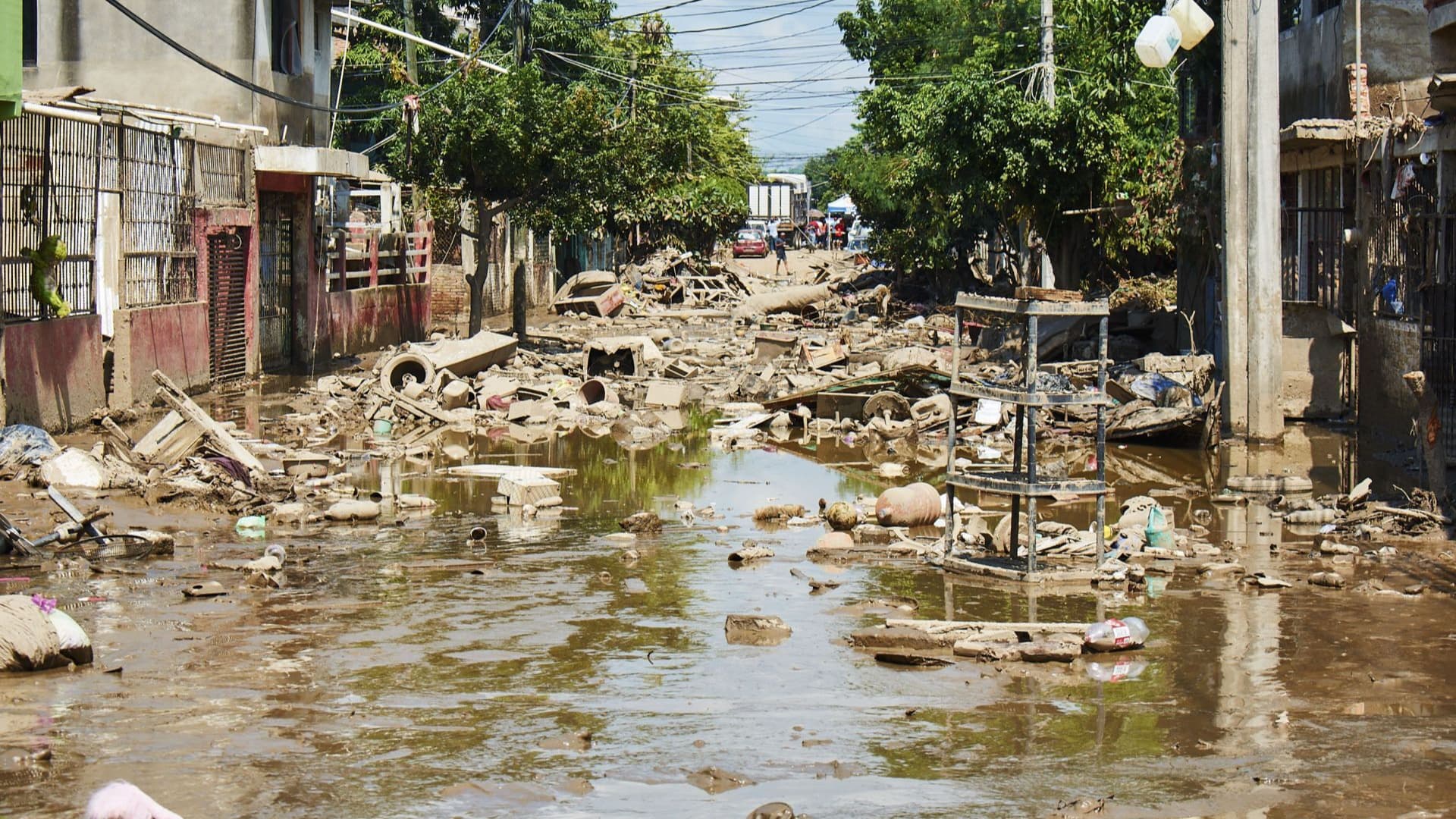 Casas afectadas por inundación en Poza Rica, Veracruz, en octubre de 2025.