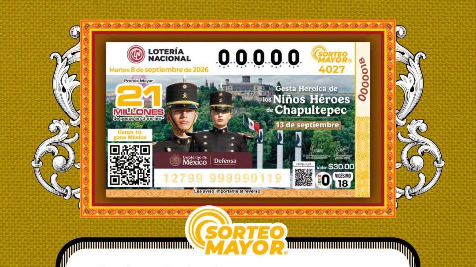Boleto sorteo mayor 4027 de la Lotería Nacional