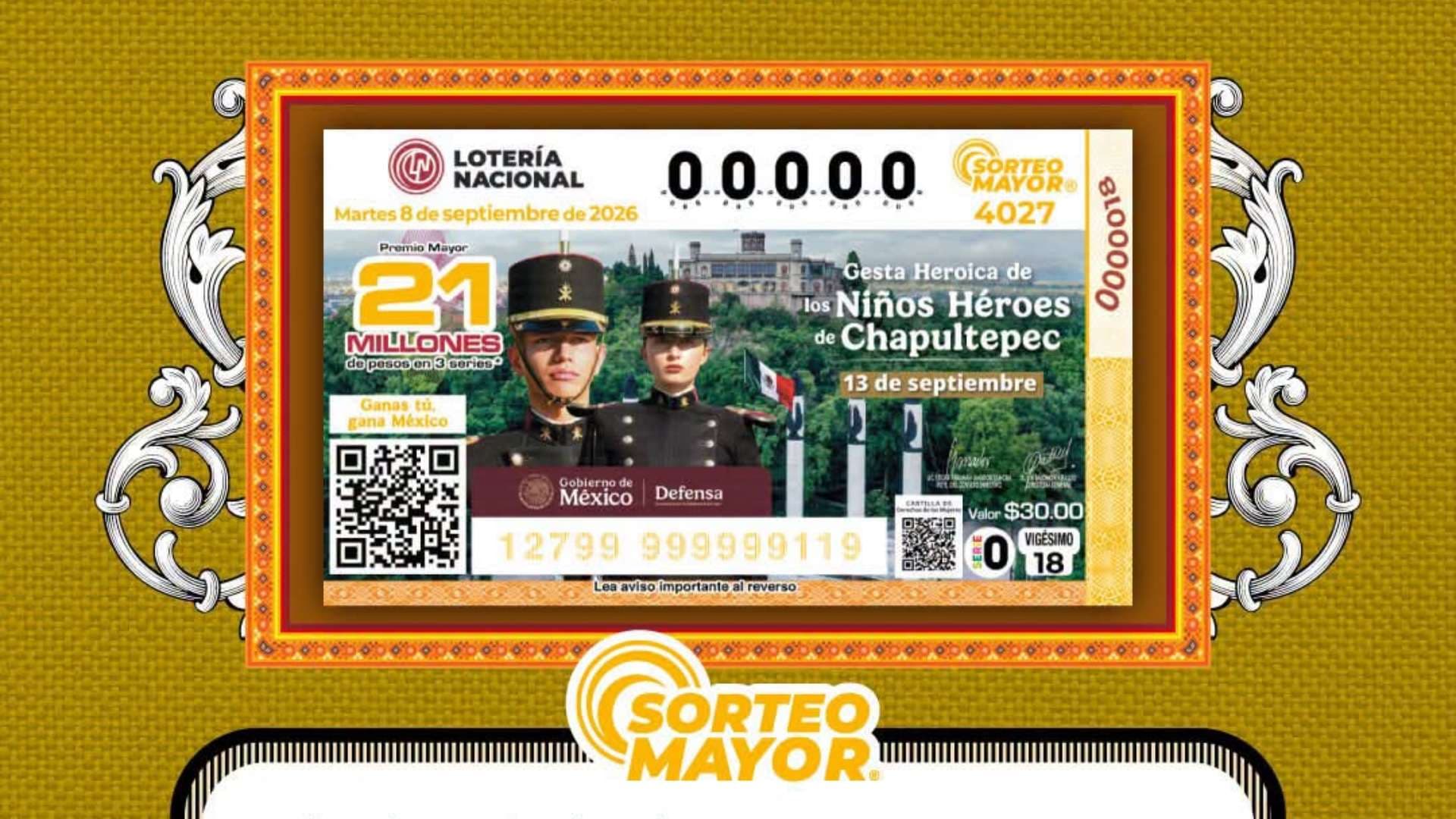 Boleto sorteo mayor 4027 de la Lotería Nacional