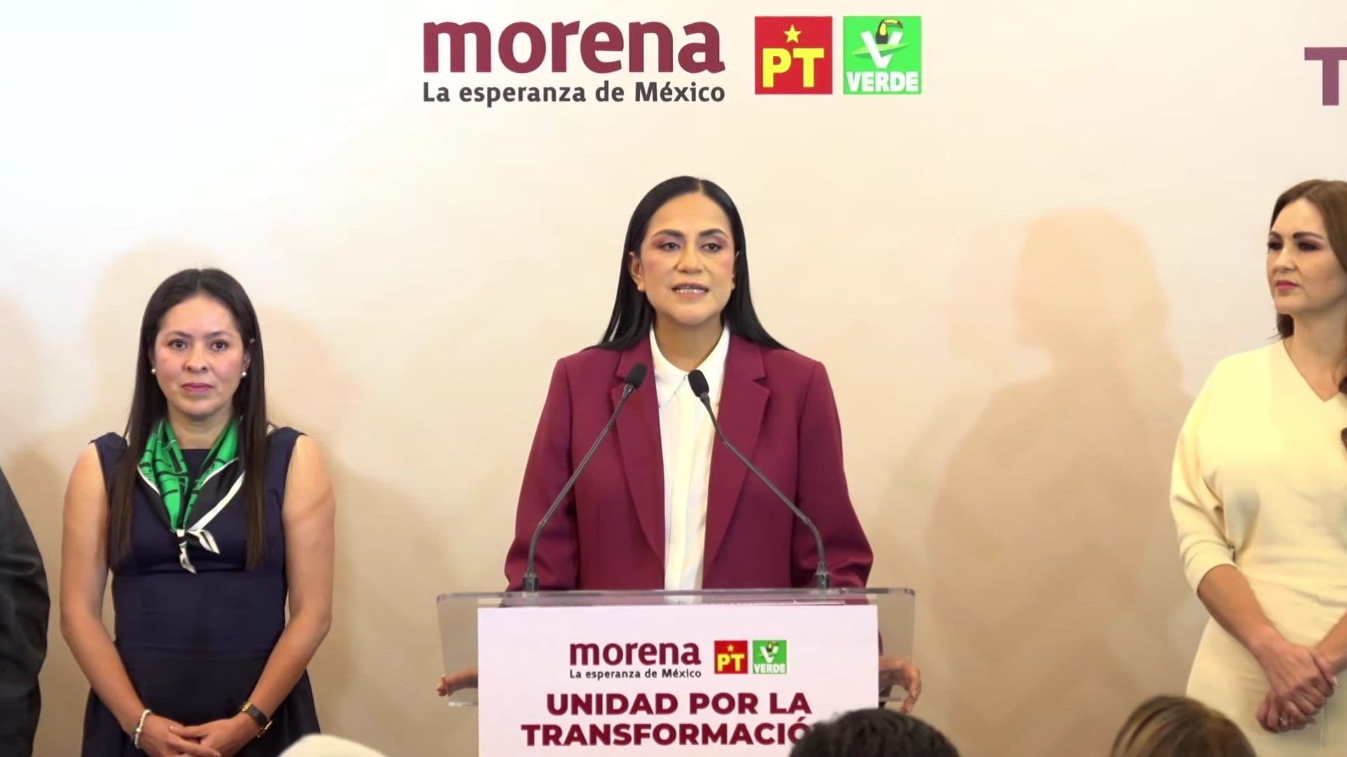 Conferencia de prensa encabezada por la Presidenta Nacional de Morena, Ariadna Montiel