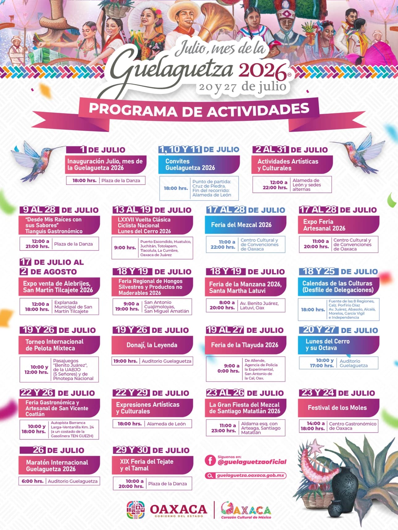 Actividades de la Guelguetza 2026