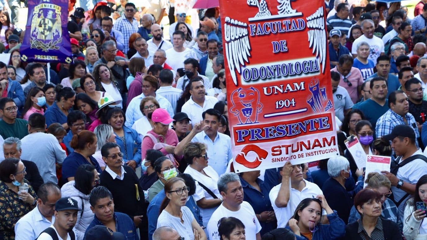 Protesta de trabajadores de la UNAM