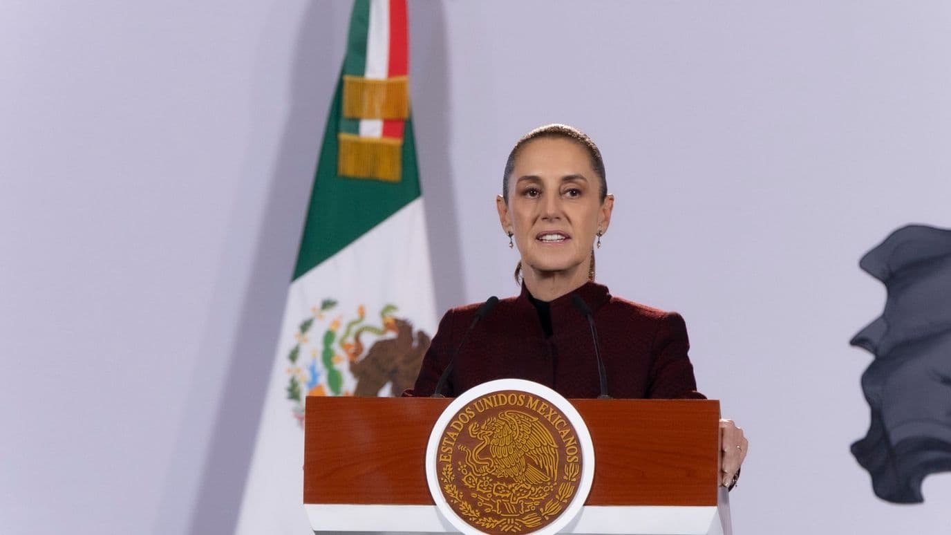 La presidenta Claudia Sheinbaum durante la conferencia mañanera del 23 de octubre de 2026