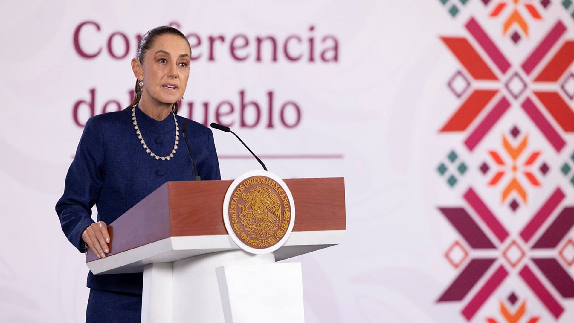 Claudia Sheinbaum en conferencia de prensa mañanera en Palacio Nacional. Foto: Presidencia de la República