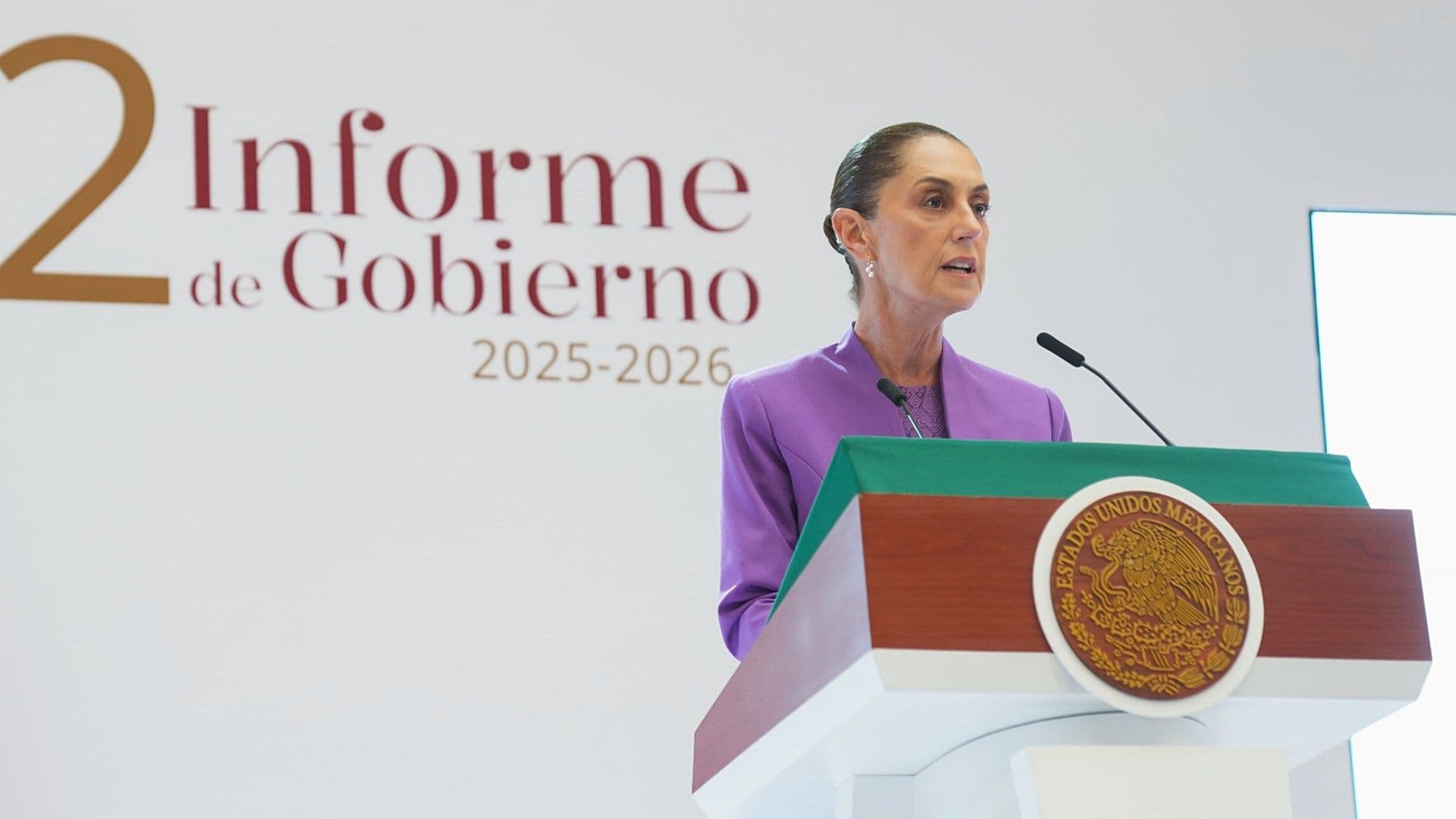 Claudia Sheinbaum durante mensaje por Segundo Informe de Gobierno. Foto: Presidencia de la República