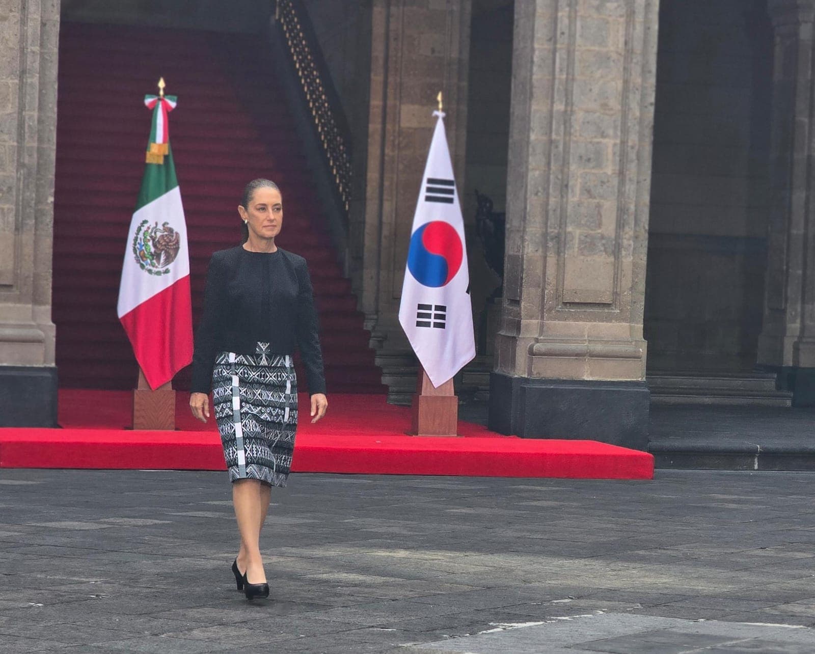 Sheinbaum recibe al Presidente de Corea del Sur en Palacio Nacional