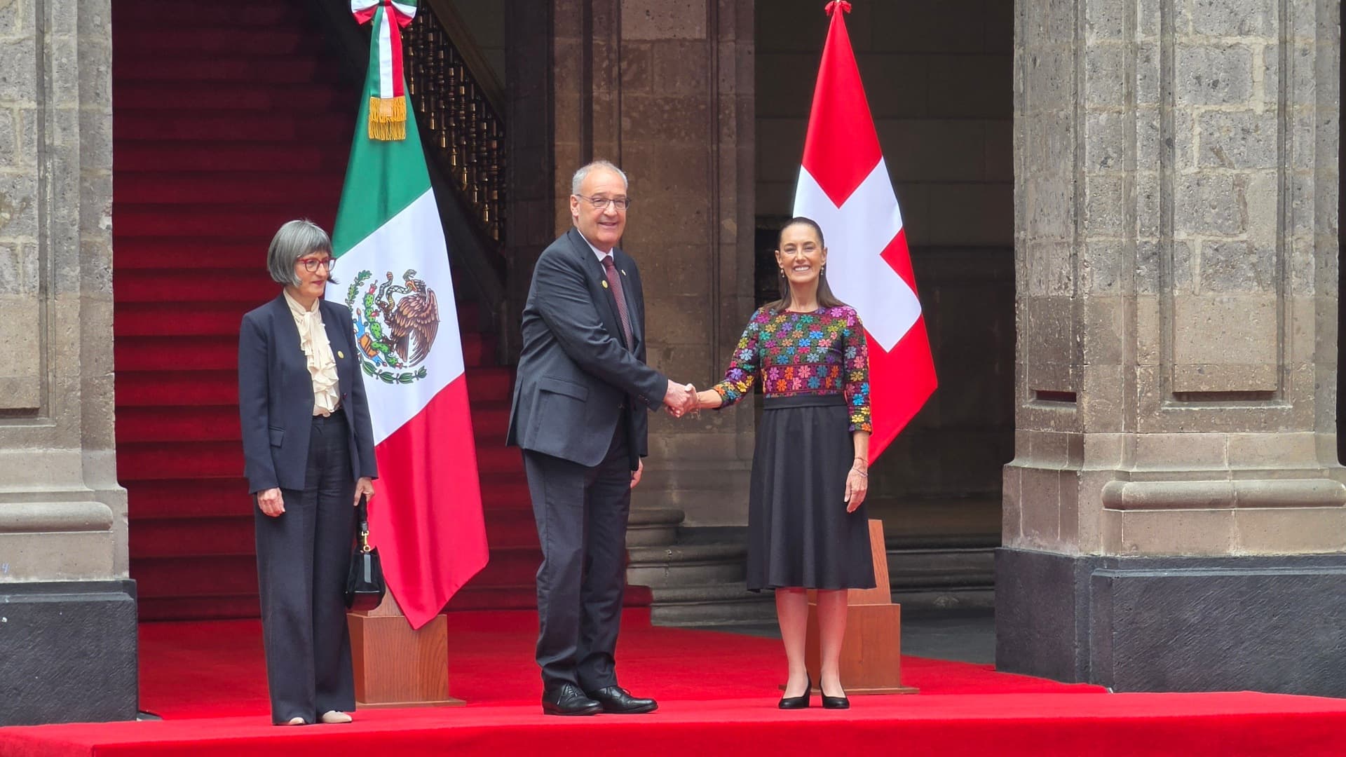 Claudia Sheinbaum y Guy Parmelin, en Palacio Nacional