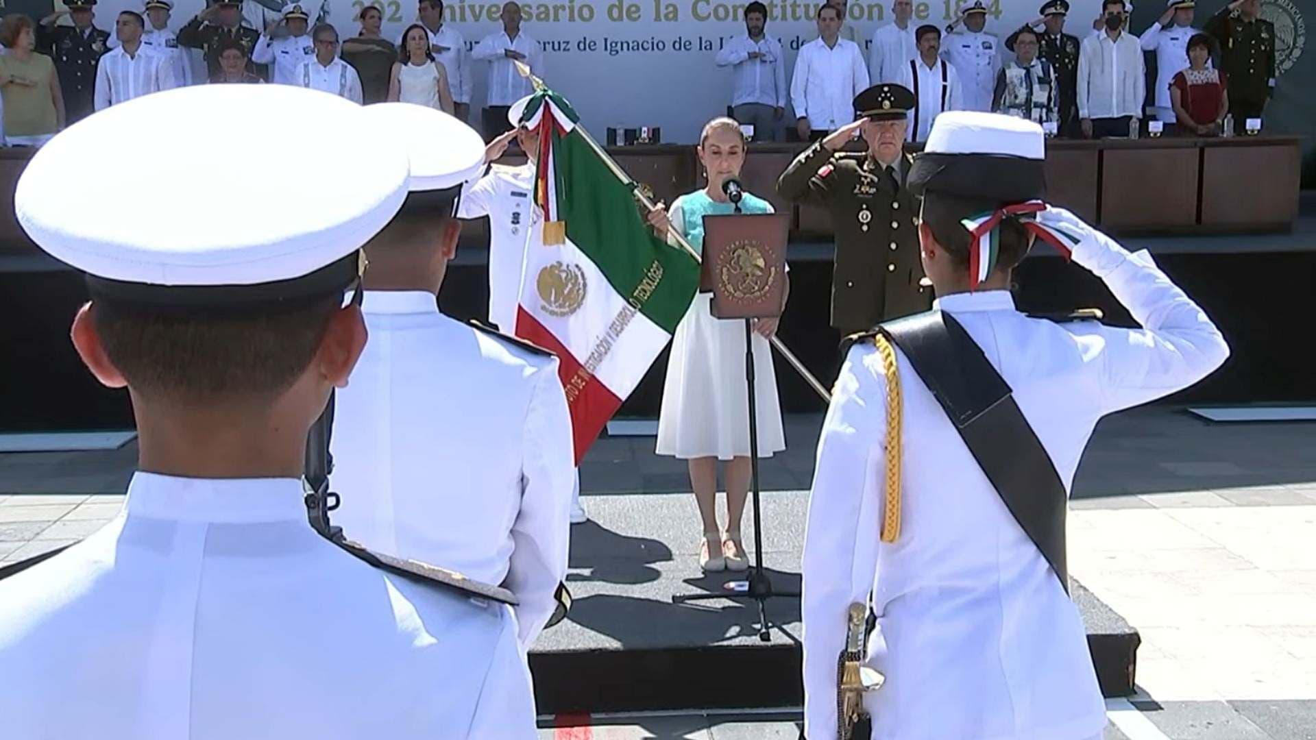 La presidenta Claudia Sheinbaum Pardo encabeza ceremonia de aniversario de la Armada en Veracruz
