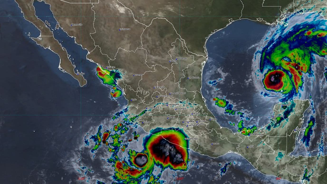 Imagen de satélite que muestra a la tormenta Simon en el océano Pacífico. SMN