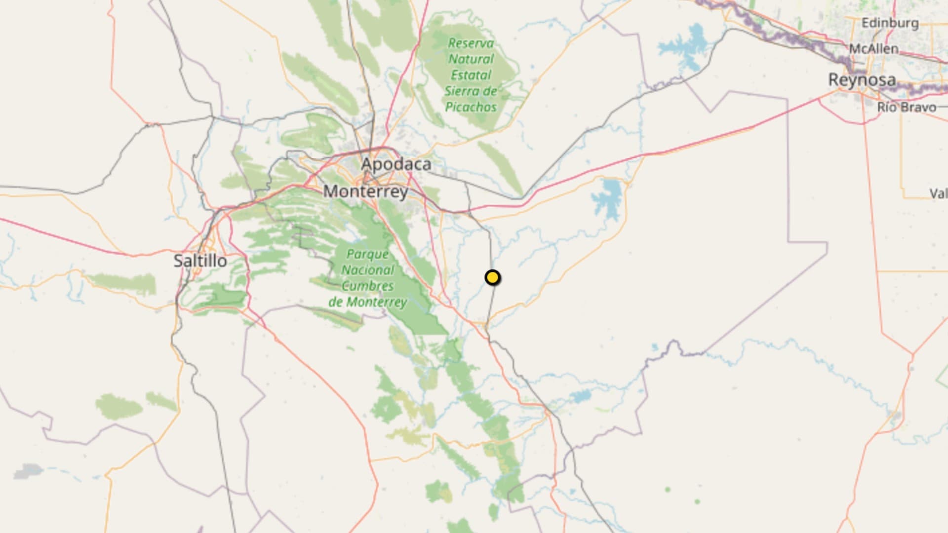 Mapa sismo en Montemorelos, Nuevo León