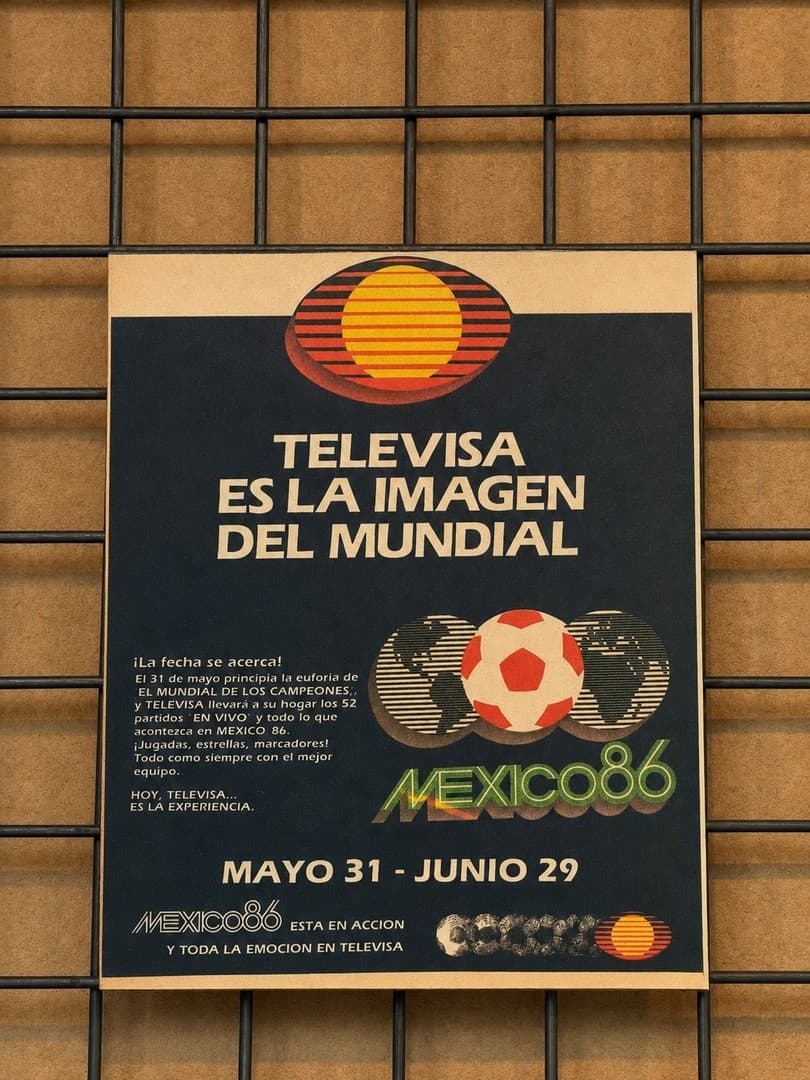 Cartel promocional de Televisa para la Copa Mundial México 1986