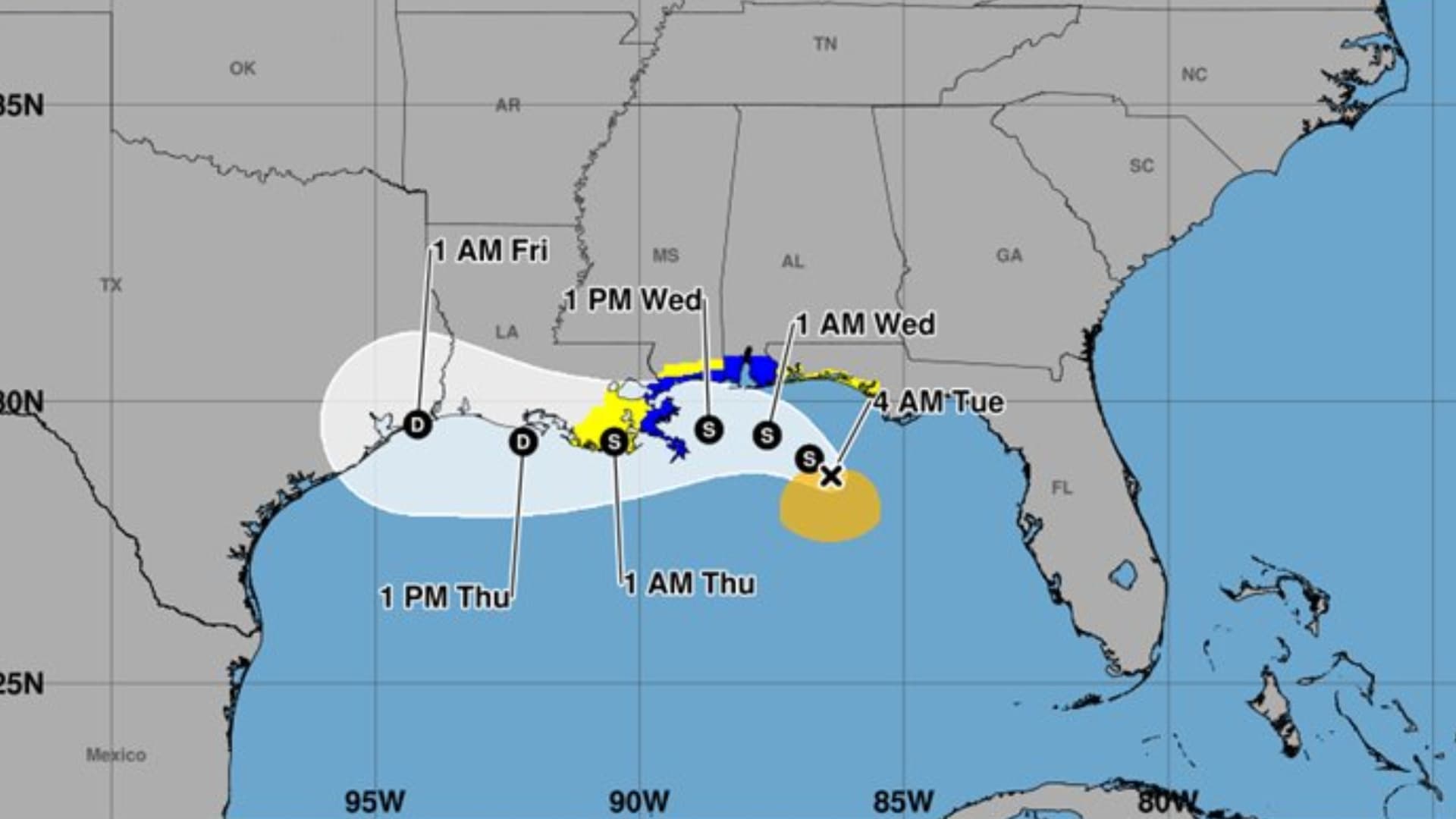 Trayectoria de la tormenta tropical Bertha