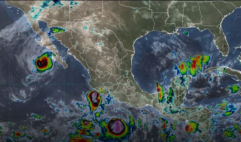 Mapa de la trayectoria del huracán Polo hacia Baja California Sur