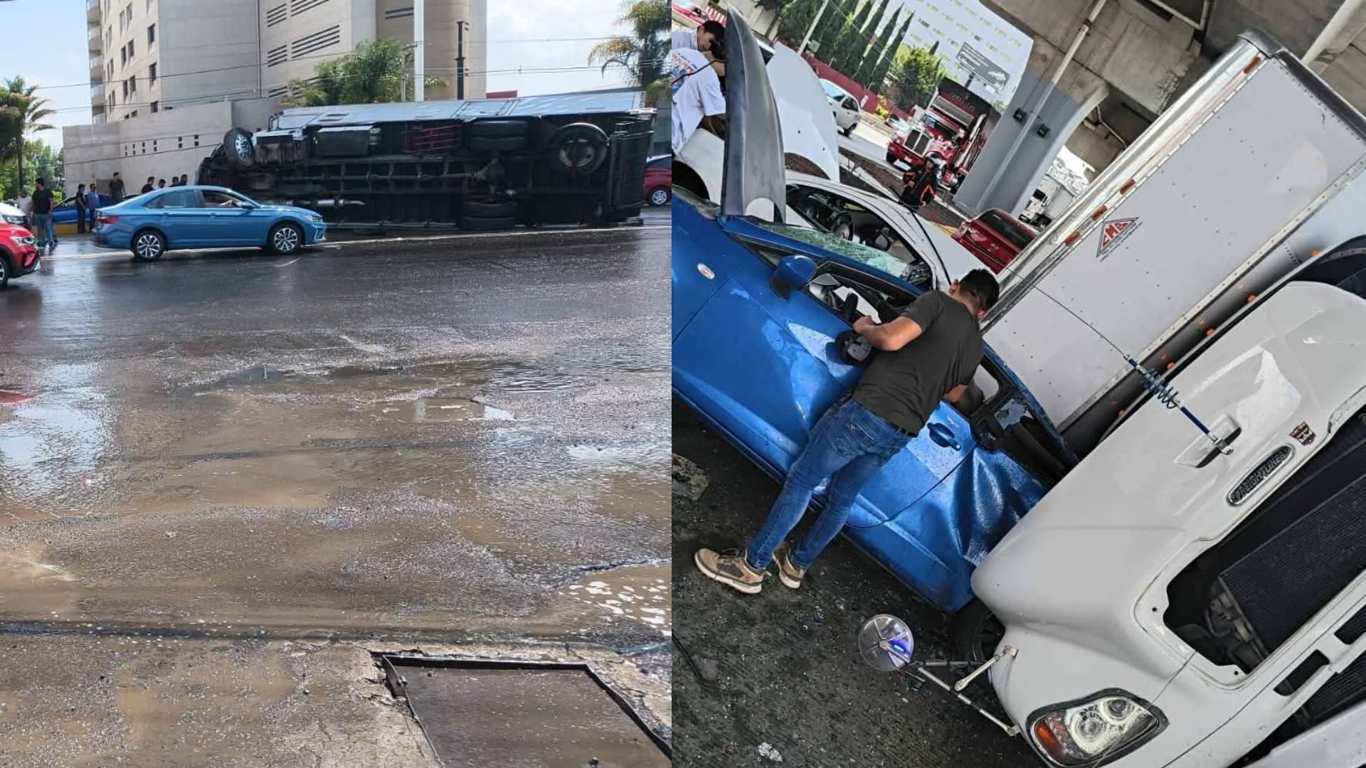 Tres vehículos compactos y un camión protagonizaron el accidente.