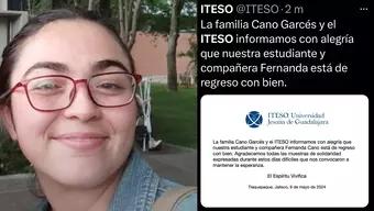 ITESO Emite Comunicado Informando que la Estudiante Fernanda Cano Fue Localizada