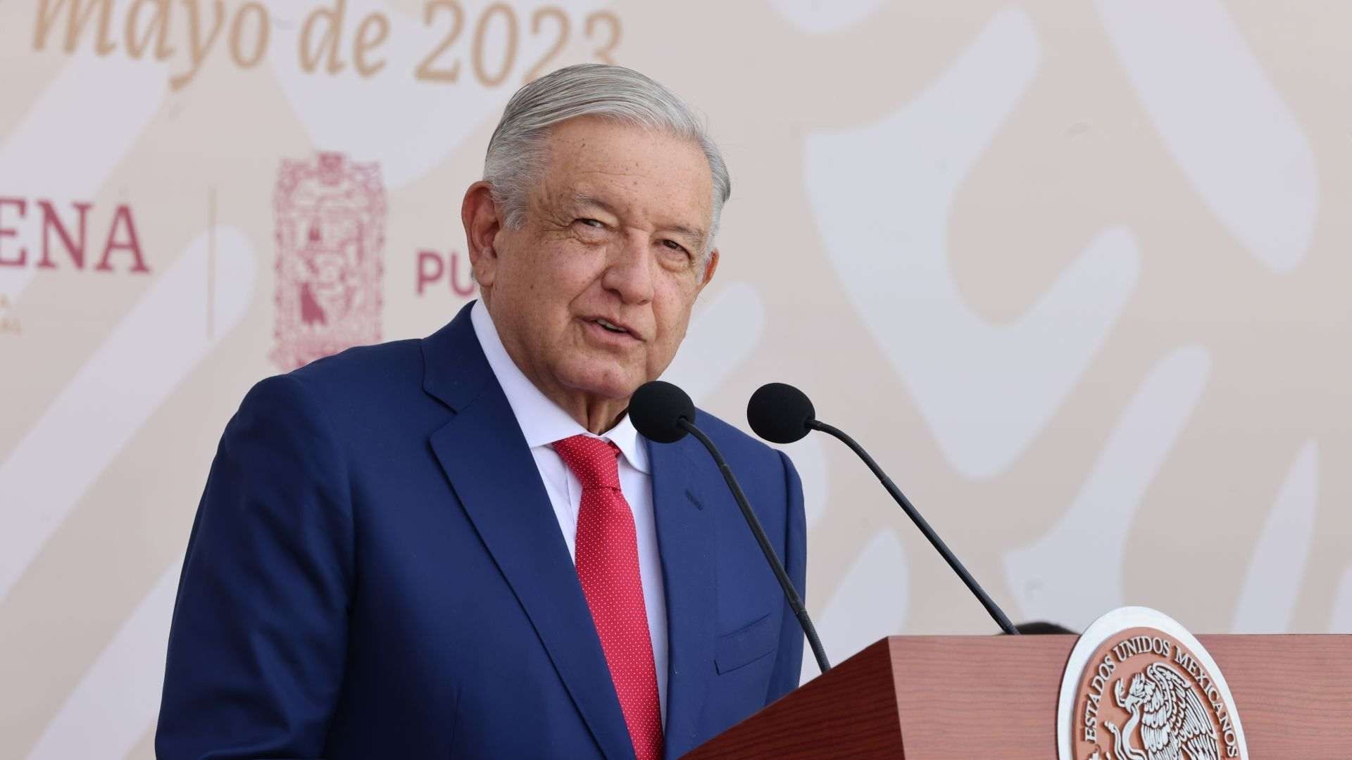 Andrés Manuel López Obrador durante la ceremonia de la batalla de Puebla