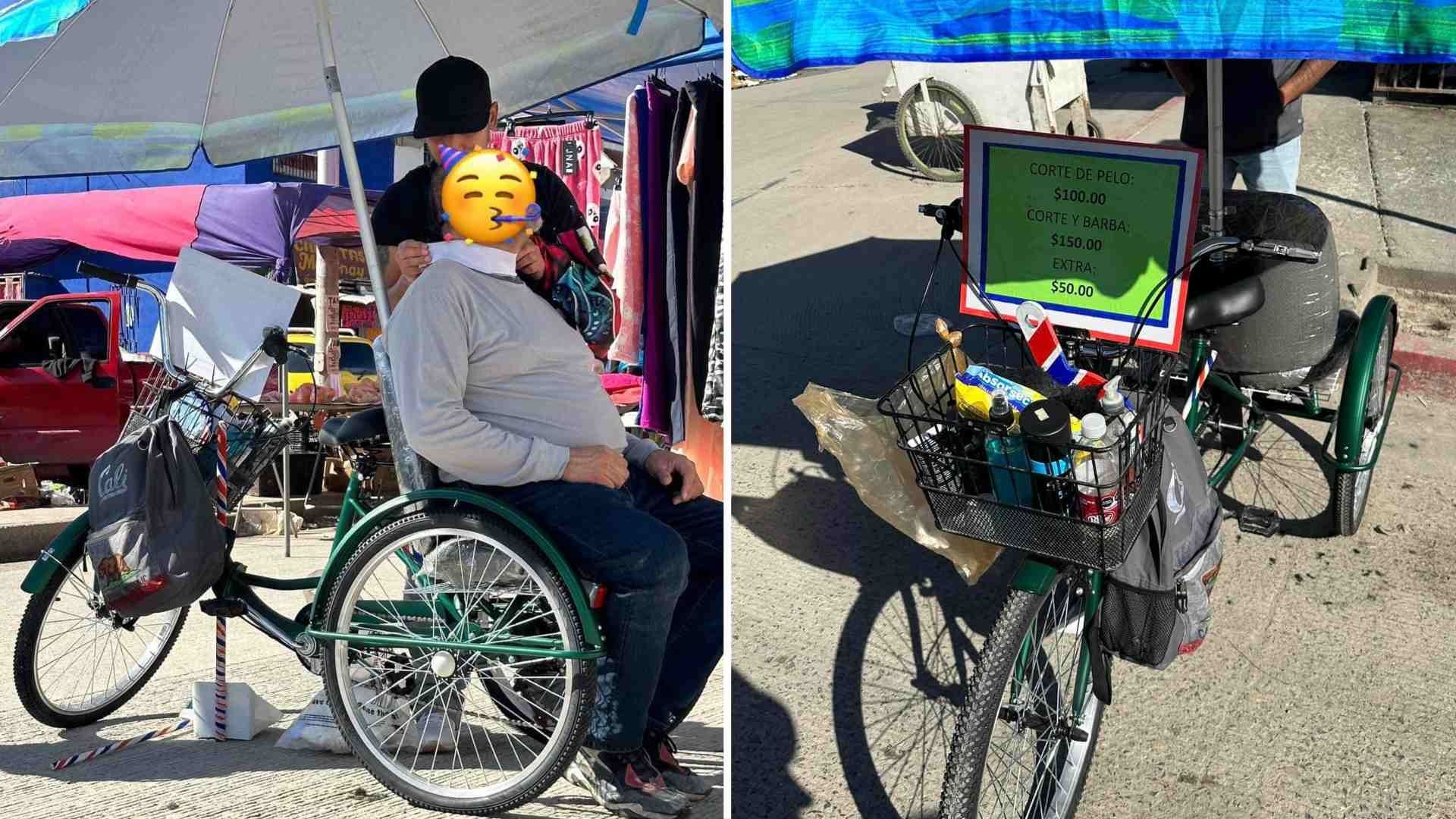 Barbero se Hace Viral por Ofrecer sus Servicios A Bordo de una Bicicleta en Tijuana