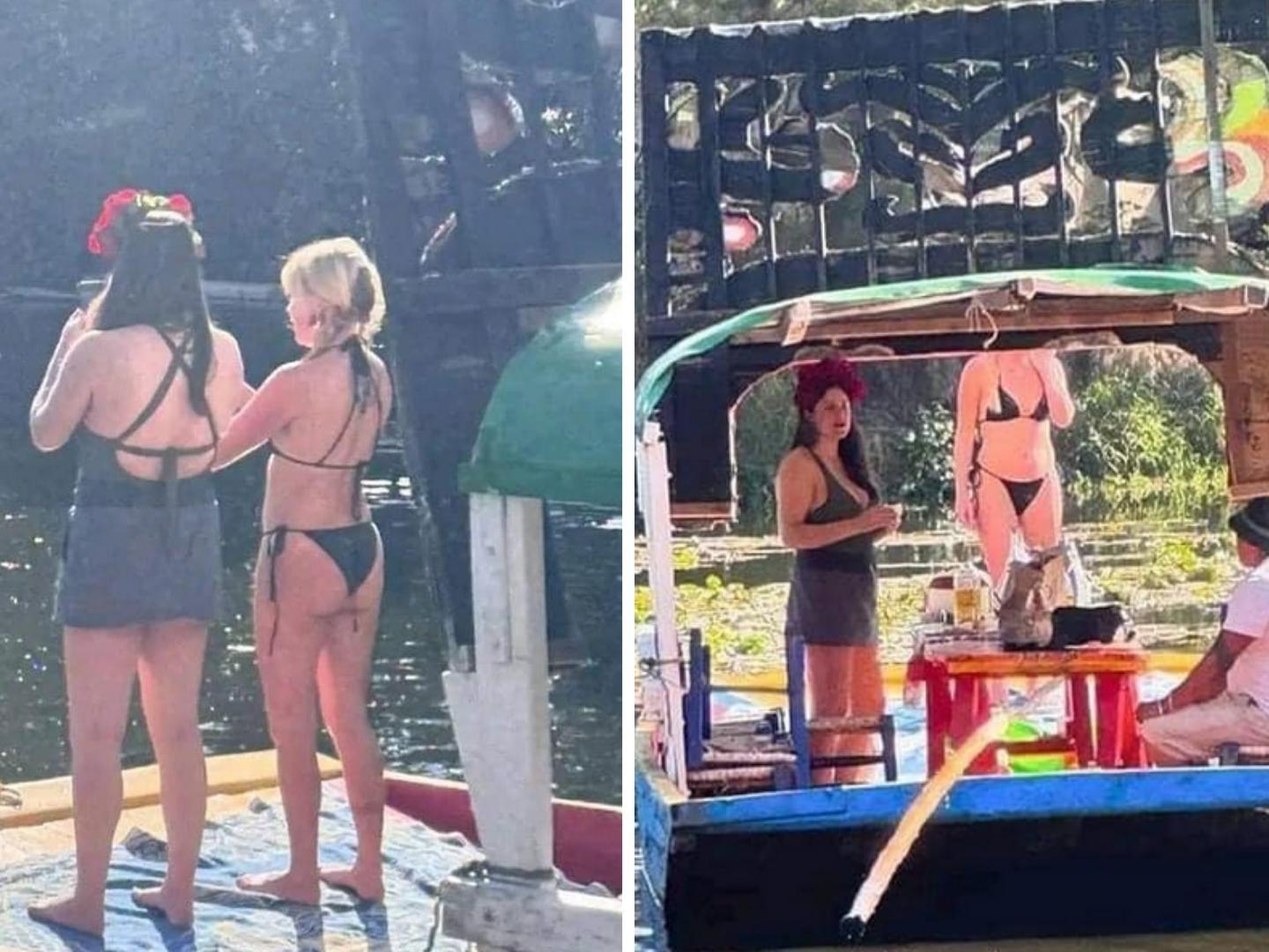 Turistas Extranjeras Pasean en Bikini en Trajineras de Xochimilco