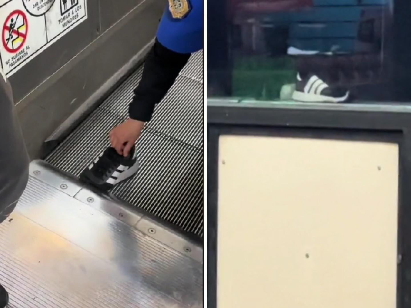 Zapato Queda Atorado en las Escaleras de la Línea 7 del Metro CDMX | Video