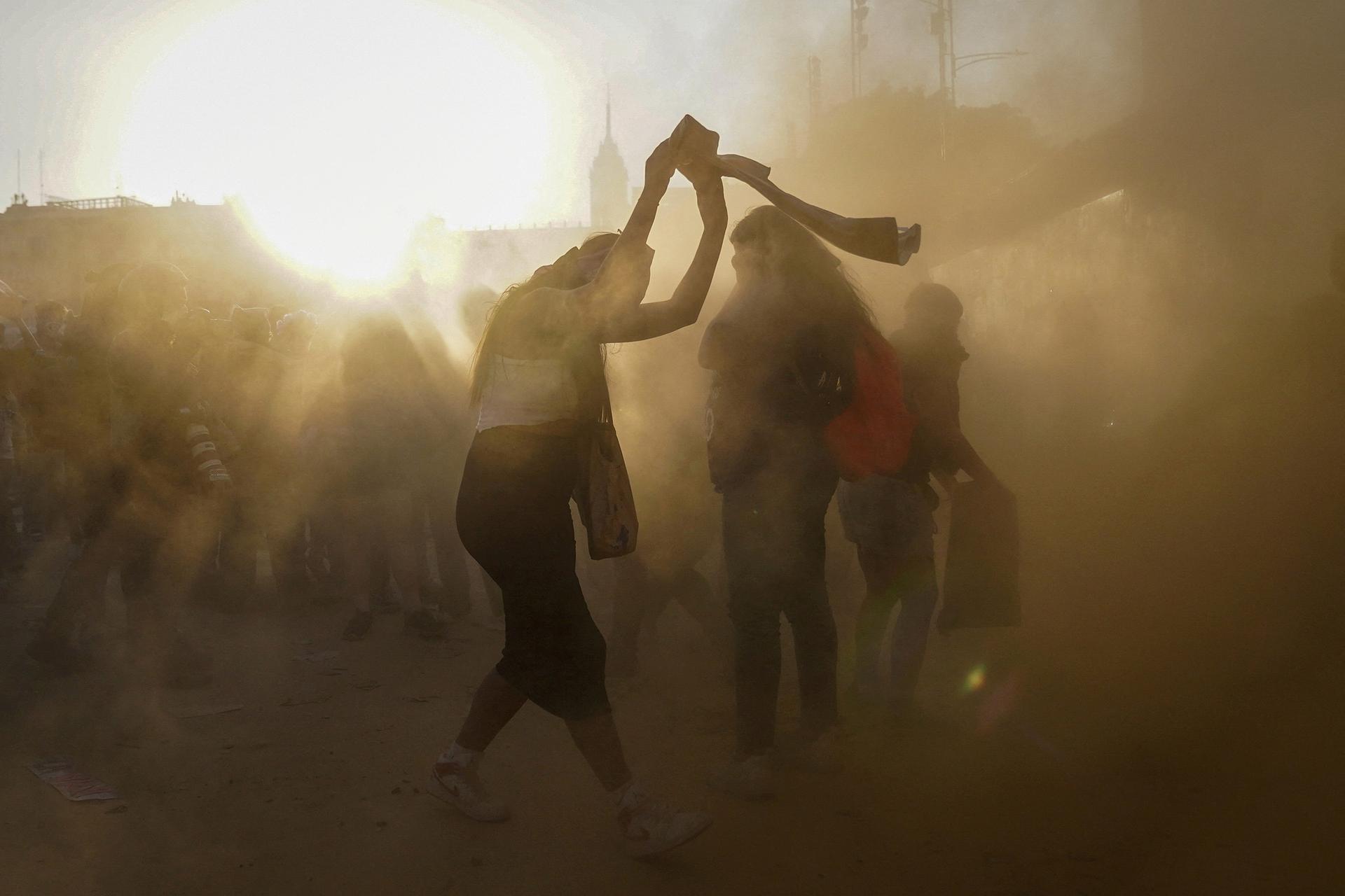 Manifestantes en una protesta del Día Internacional de la Mujer en Ciudad de México