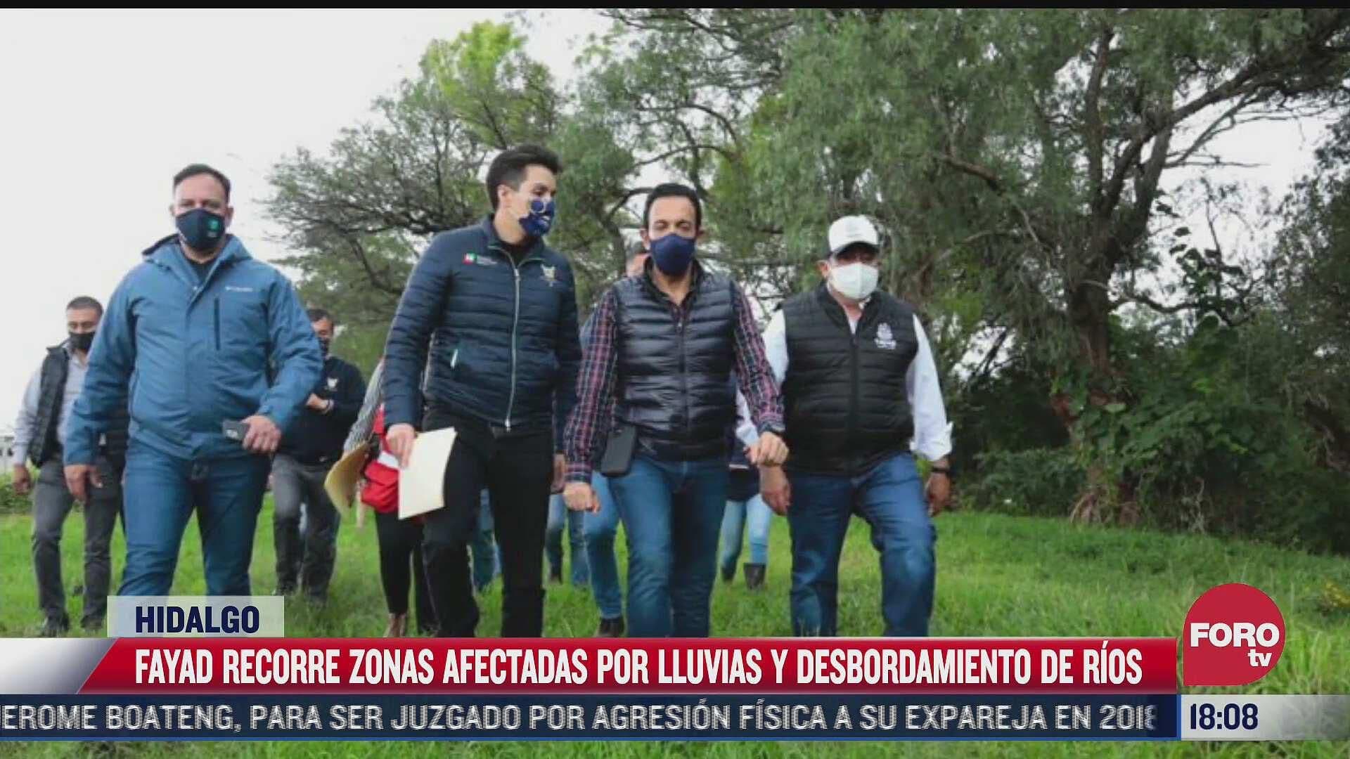 Omar Fayad recorre zonas afectadas en Hidalgo por inundaciones
