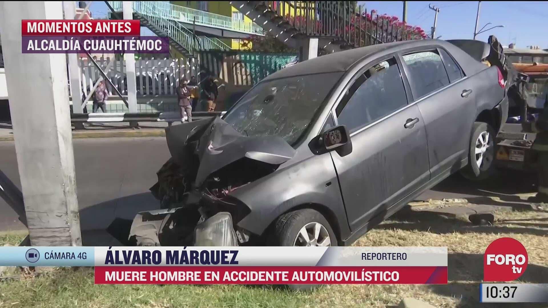 Muere hombre al chocar su auto contra un puente en la colonia Exhipodromo de Peralvillo